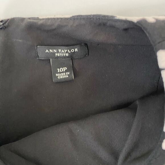 Ann Taylor Dress Floral Pattern A-line Black and White Petite Women's Size 10 - Picture 5 of 12